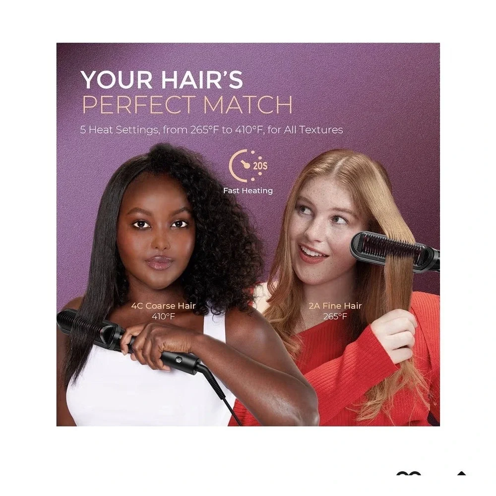 12N31/TYMO Flat Iron Hair Straightener Brush 2in 1, 200M Ions Hair Straighteners